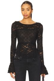 Free People Lace Layering Long Sleeve In Black at Revolve