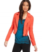 Free People Linen moto jacket in cherry at Macys at Macys