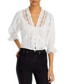 Free People Louella Embroidered Puff Sleeve Blouse   Bloomingdales at Bloomingdales