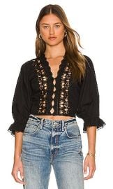 Free People Louella Embroidered Top in Black at Revolve