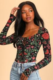 Free People Make It Easy Top - Black Floral Top - Long Sleeve Top - Lulus at Lulus