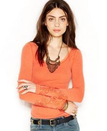 Free People Masquerade Cuff Long-Sleeve Thermal Tee at Macys