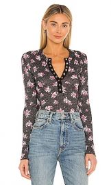 Free People One of The Girls Printed Henley in Black Combo at Revolve