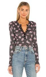 Free People One of The Girls Printed Henley in Black Combo from Revolve com at Revolve