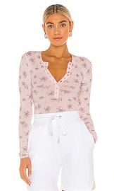 Free People One of The Girls Printed Henley in Light Pink Combo from Revolve com at Revolve