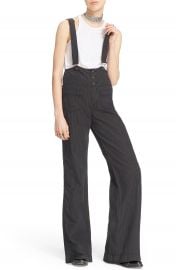 Free People Pinstripe Flare Overalls at Nordstrom