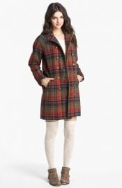 Free People Plaid Wool Peacoat at Nordstrom