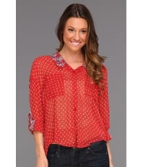 Free People Print Easy Rider Button Up Red Combo at 6pm