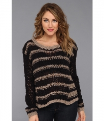 Free People Provence Striped Pullover Black Combo at Zappos