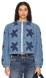 Free People Quinn Quilted Jacket In Indigo Combo at Revolve