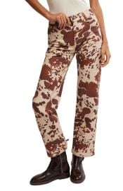 Free People Risk Taker Animal Print Straight Leg Jeans in Tea Combo at Nordstrom Rack at Nordstrom Rack