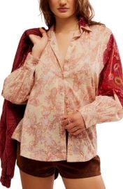 Free People Rosebud Paisley Print Cotton Button-Up Shirt at Nordstrom