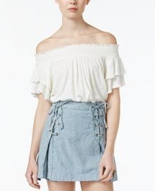 Free People Santorini Off-The-Shoulder Ruffled Crop Top at Macys