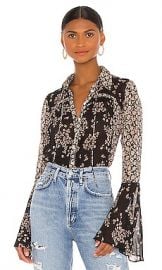 Free People Serena Printed Blouse in Black at Revolve