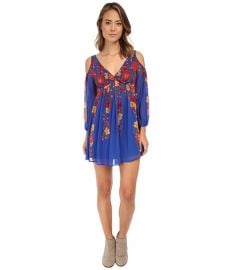 Free People So Nice Chiffon Penny Lover Mini Dress Cobalt Combo at 6pm