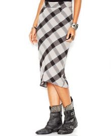 Free People Stretch Textured Plaid Geometric Precision High-Low Pencil Skirt - Skirts - Women - Macys at Macys