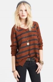 Free People Stripe Pointelle Dolman Sleeve Sweater in Henna at Nordstrom