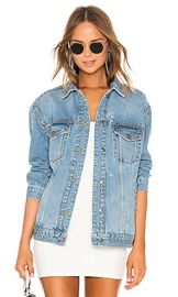 Free People Studded Denim Trucker Jacket in Blue at Revolve