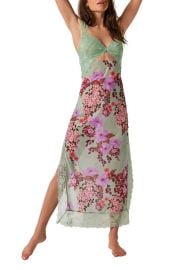 Free People Suddenly Fine Floral Print Cutout Lace Trim Nightgown at Nordstrom