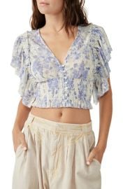 Free People Sugar Ruffle Sleeve Crop Top at Nordstrom