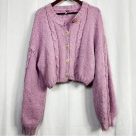 Free People Sweaters Free People Wool Cardigan Purple Womens Xl Willow Cropped Fuzzy Winter Knit Poshmark at Poshmark