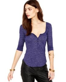 Free People Three-Quarter-Sleeve Ribbed Henley - Women - Macys at Macys