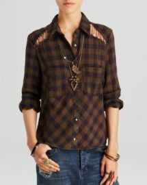 Free People Top - Lace Up Plaid at Bloomingdales