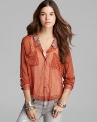 Free People Top - Printed Easy Rider Button Down at Bloomingdales