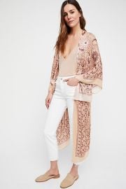 Free People Tops Free People Magic Dance Border Print Kimono Nude Poshmark at Poshmark