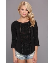 Free People Truly Madly Lace Top Black at 6pm