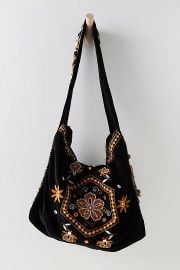 Free People Vic Velvet Slouchy Bag in Moody Midnight at Free People