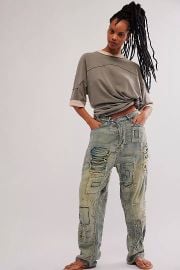 Free People Washed Denim Trousers at Free People