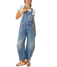 Free People We The Free Good Luck Denim Square Neck Barrel Leg Overalls Dillardx27s at Dillards