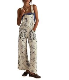 Free People We The Free Rising Sun Embroidered Square Neck Sleeveless Denim Overall Dillardx27s at Dillards