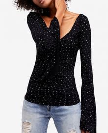 Free People What a Babe Bell-Sleeve Printed Top   Reviews - Tops - Juniors - Macy s at Macys