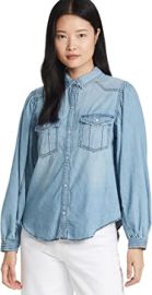 Free People Women39s with Love Denim Button Down Vintage Indigo Blue XL Women39s 16 at  Womens Clothing store at Amazon