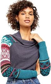 Free People Womens Fair Isle Cowl Neck Sweater at  Womens Clothing store at Amazon