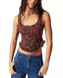 Free People Womens Melanie Printed Ruffled Tank Top - Macys at Macys