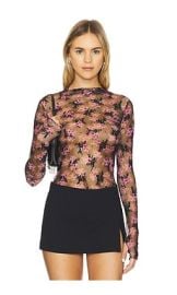 Free People X Intimately Fp Printed Lady Lux Layering Top In Black Combo at Revolve