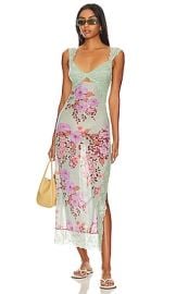 Free People X Intimately Fp Suddenly Fine Maxi Slip Dress In Sage Combo at Revolve