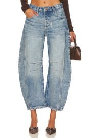 Free People X We The Free Good Luck Mid Rise Barrel Jeans In Ultra Light Beam at Revolve