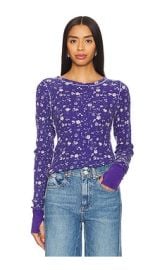 Free People X We The Free Pretty Little Thermal Top In Navy Combo at Revolve