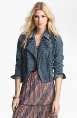 Free People and39Punchedand39 Denim Biker Jacket at Nordstrom