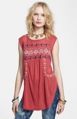 Free People and39Reckless Abandonand39 Embroidered Tunic Top in Clay at Nordstrom