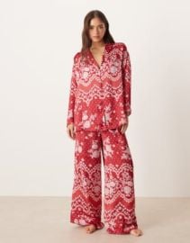 Free People dreamy days printed pajama set in cherry | ASOS at ASOS