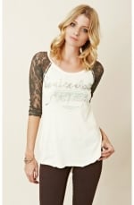 Free People lace sleeve tee at Planetblue