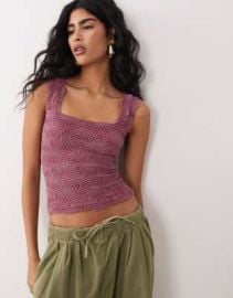 Free People love letter textured cami top in beet red at ASOS