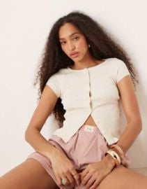 Free People most wanted button up tee in ivory at ASOS