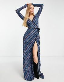 Free People phoebe printed jersey maxi wrap dress in multi at ASOS