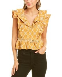 Free The Roses Ruffle Sleeve Embroidered Top at Shop Simon